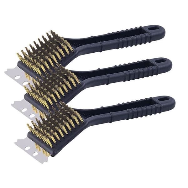 Grillborste - PEARL - 3-pack - 2 i 1 - Stålskrapa - Svart Metall