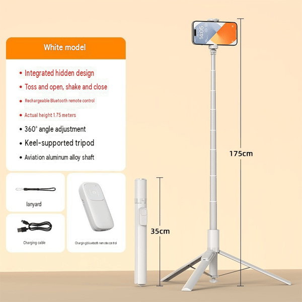 Selfiestativ, 161 cm bærbart smarttelefonstativ med Bluetooth-fjernkontroll