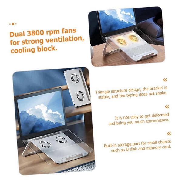 Laptop Kølestativ Laptop Køleplade med Dobbelt Ventilator