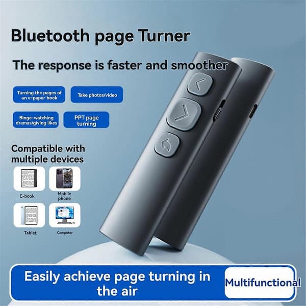 Bluetooth-kaukosäädin sivunkääntäjä e-kirjan lukija Black