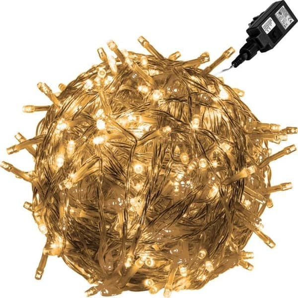 VOLTRONIC 20m lyskæde - 200 LED'er - varm hvid - transparent kabel