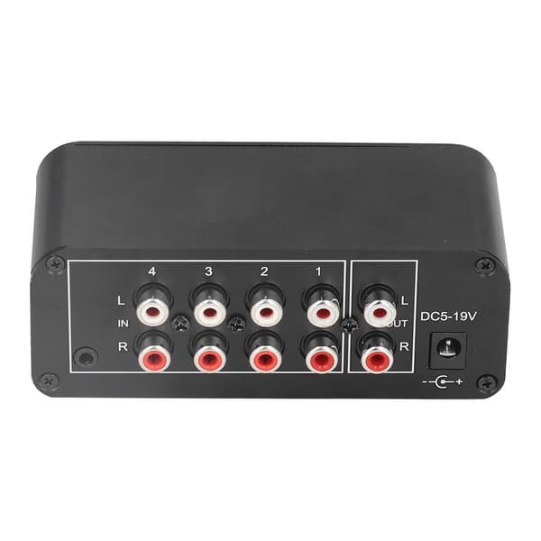 4-Channel RCA Input and Output Mini Stereo Audio Mixer with Separate Headphone Volume Controls