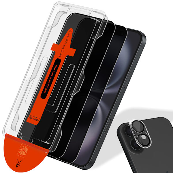 2-Pack iPhone 16 Plus Privacy Screen Protector & 1-Pack Lens Protector - Tempered Glass | [Automatic Installation] - Bubble-Free