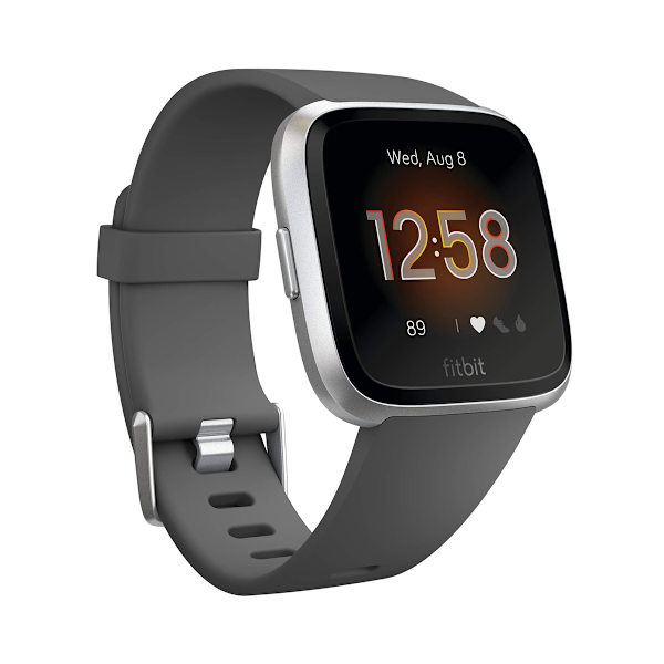 Fitbit Versa Lite 40mm Sølv Urskive Sort Silikone Rem Smartwatch Sort black