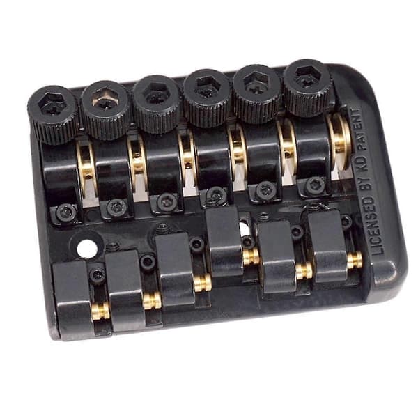 6-string electric guitar bridge with integrated string holder