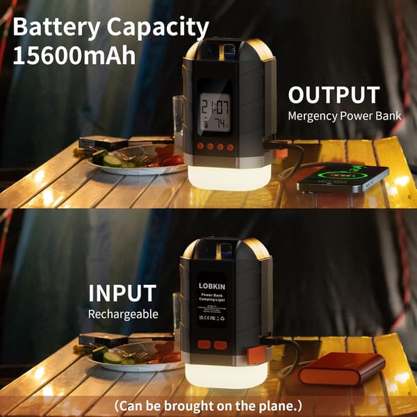 Rechargeable Camping Lantern Mini with 5 Light Modes, Lightweight Portable Camping Built-in 15600 mAh Battery Emergency Equipment
