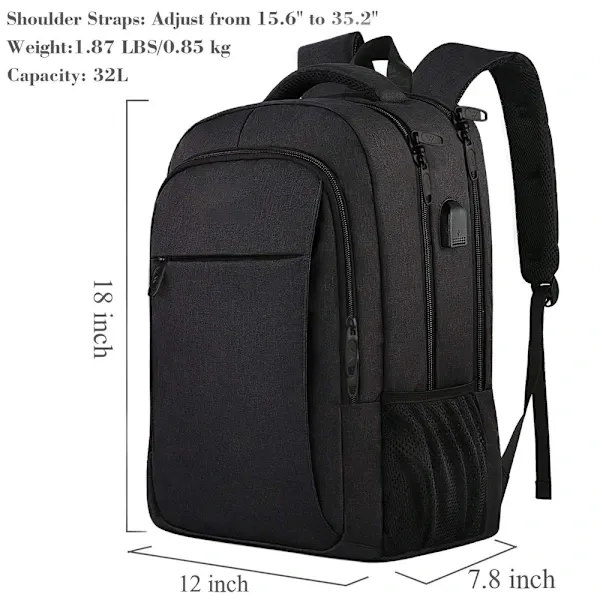 Oversized Backpack with Laptop Compartment, Fits 18\" Laptop