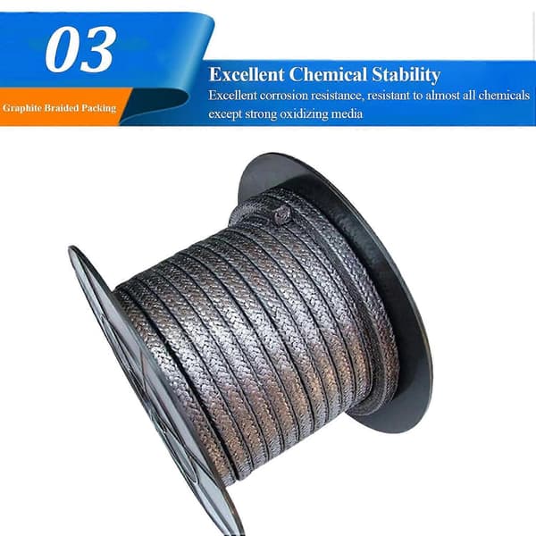 Flexibel grafitflätad kompressionspackning 5 meter lång 18x18mm för pumpventilaxel mekanisk utrustning