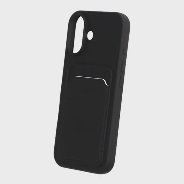Silikoninen puhelinkotelo korttipidikkeellä iPhone 17:lle - Musta