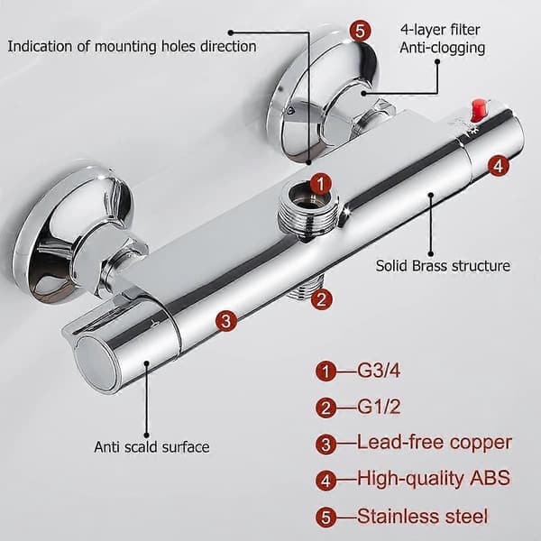 Grohe Starlight Chrome Thermostatic Shower Mixer, TurboStat Technology Offers Fast And Precise Temperature Control, Compatible With All