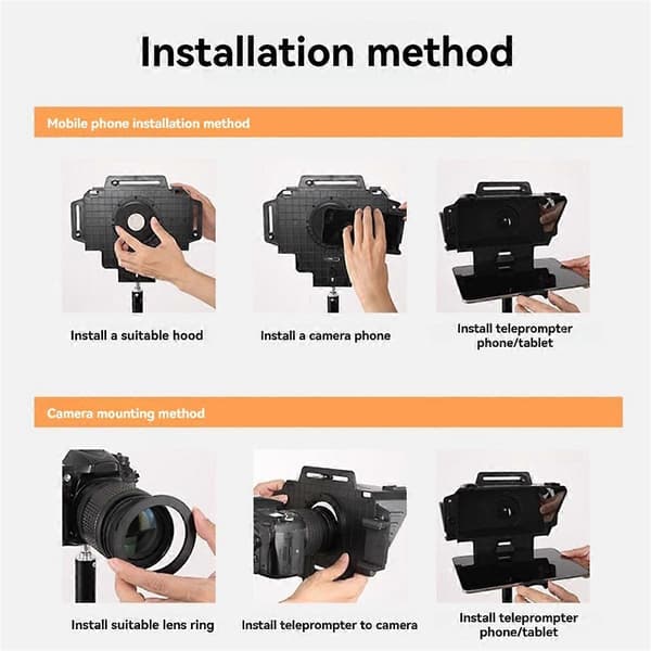 F8 Universal Teleprompter til Tablets Laptops Smartphones Kameraer
