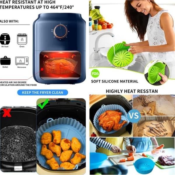 Airfryer Tilbehør - Silikonegryde - 20,5 cm - Non-stick - Mikrobølgesikker