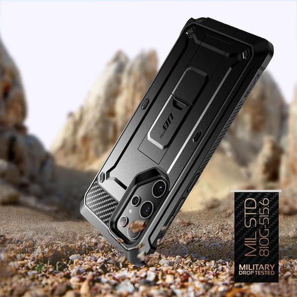 Galaxy S22 Ultra Cover Stativ Supcase Unicorn Beetle Pro Transparent Black