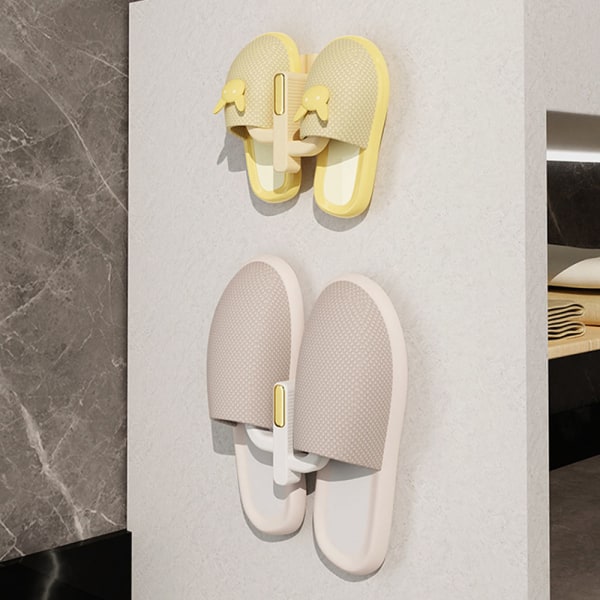 No Hole Slipper Skoställ Vattentät Fuktsäker Flip Flops Hylla för badrumsförvaring Cream Yellow