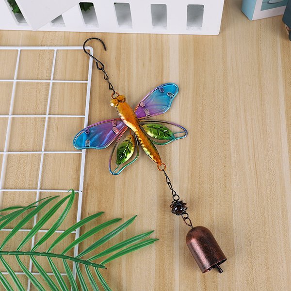 Fjäril/kolibri/trollslända vindspel Trädgård Metallmålat glas hängande prydnad för utomhusdekorationer inomhus Dragonfly
