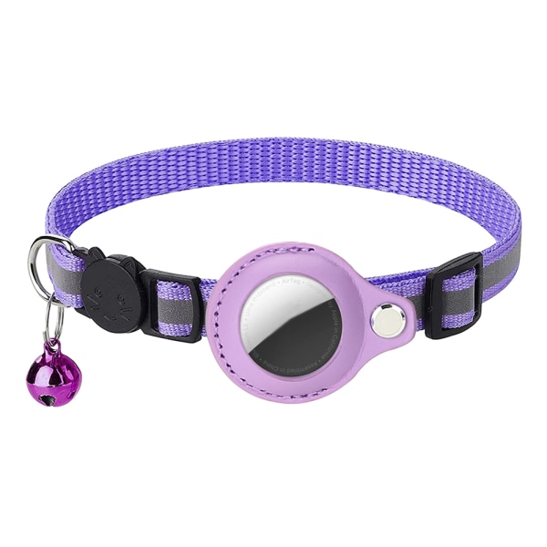 Airtag-Tracker Cover Halsband för Cat Portable Anti-Lost Reflekterande Pet Bell Collar Purple