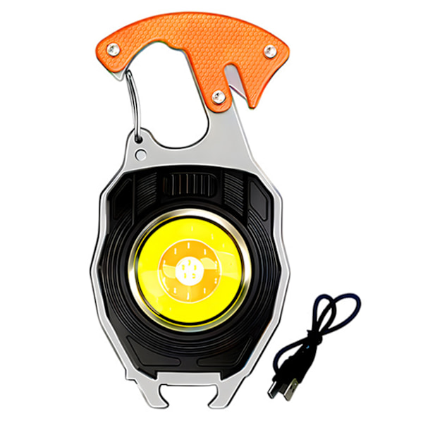 Cobs Nøgleringslys Multifunktionel Mini LED Lommelygte Nødlys med Oplukker til Udendørs Vandreture Orange
