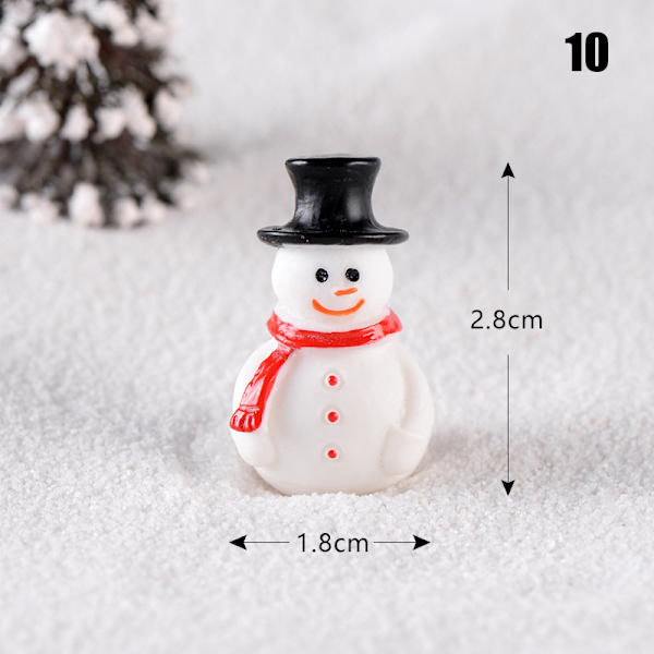 Jultema DIY Mini miniatyrfigur Trädgårdsdeko Jultomten Snögubbe Mikrolandskap för juldekoration 10