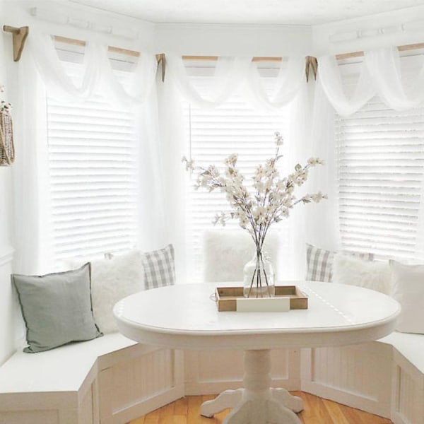 Snygg fönsterscarf Valance Mjuk Lätt fönsterdraperi Hem sovrumsinredning Champagne 1.5*5M