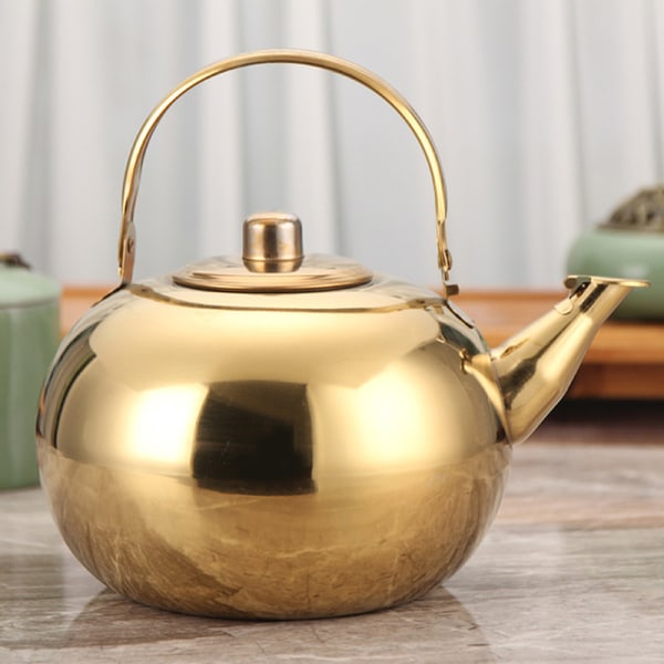 1st Kaffetekanna inomhus rostfritt stål utomhus tekokare spishäll med sil Infuser Snabbkokningsfilter Gold 18cm