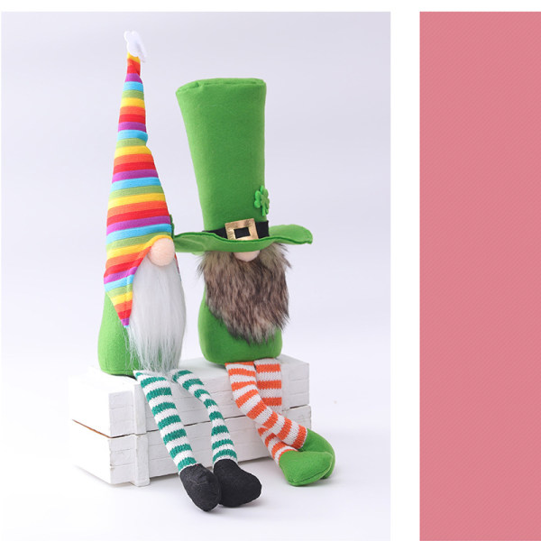 Vårprydnad dvärgdocka Säsongsansiktslös stickad långbenstomt Plyschdocka Heminredning till påsk St. Patrick's Day Male
