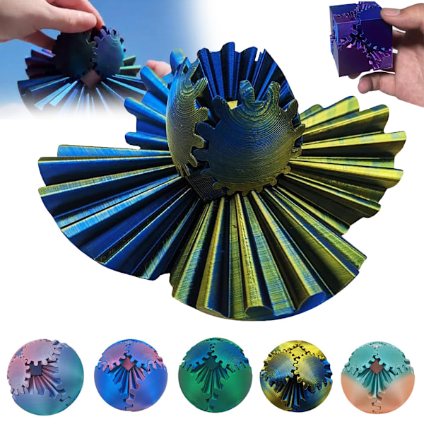 3D-tryckt boll roterande fidgets spinners boll rolig 3D-tryckt stressavlastande leksak för barn vuxna L 10x10cm