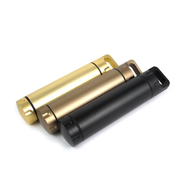 Bärbar vattentät kapsel tätningsflaska aluminiumlegering utomhus överlevnad pillerlåda multifunktionell behållare Black