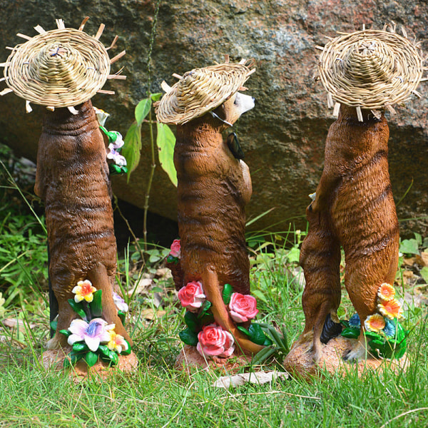 Meerkat Trädgårdsdekoration Resin Hantverk Staty Realistiska djurfigurer för Home Garden Courtyard Rose With Shovel Mongoose