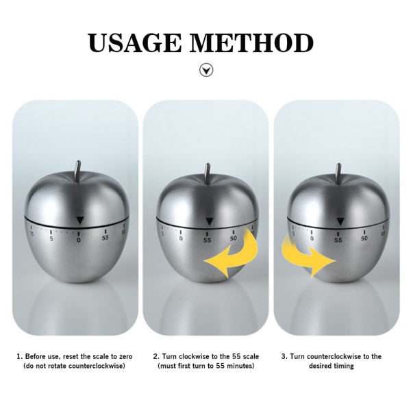 60 minuter Ägg/äpplen form Kök Mekanisk timer Multifunktionell nedräkningspåminnelse för hemköksstudie Apple