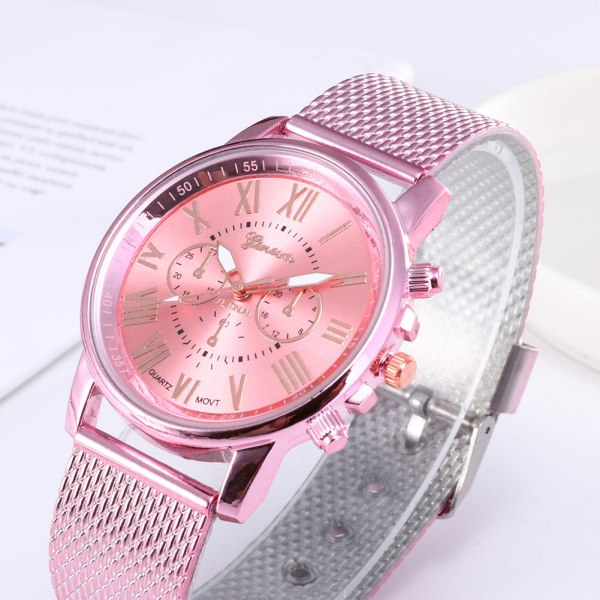 Fashion Quartzs Watch Dubbellagers Armband Mekanisk Watch För Kvinnor Män Pink