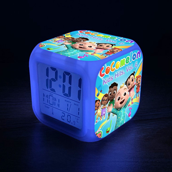 CoCoMelon7 Colors LED Digital Väckarklocka Multifunktionstermometer Byter nattljus 01