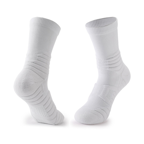 Athletic Cushioned Crew Moisture Control Strumpor för män Komfort för vandring Löpning White