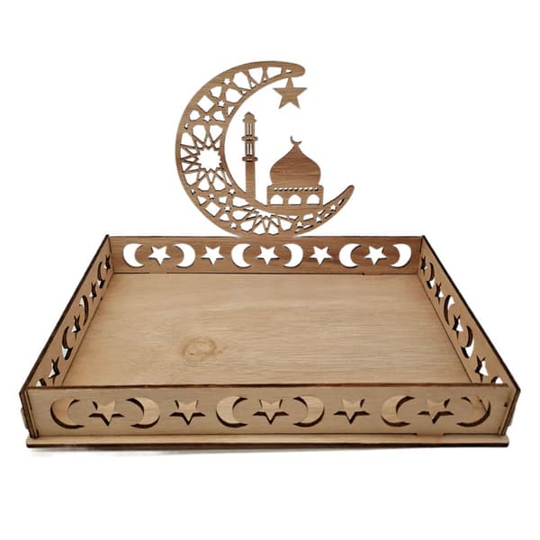 Ramadan Träbricka Eid Tallrikar Ramadandekorationer Serveringsservis