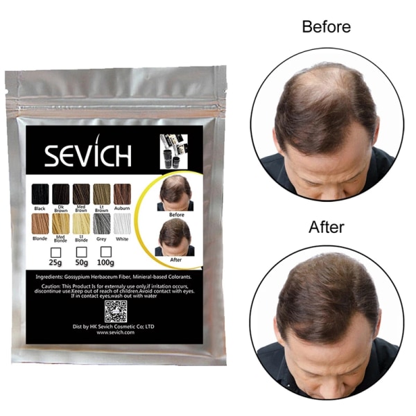 10 färger Förtjockning Hårfiberpulver 50g Hårfibrer Byggförlängningar Pulver Behandling för håravfall Dark Brown
