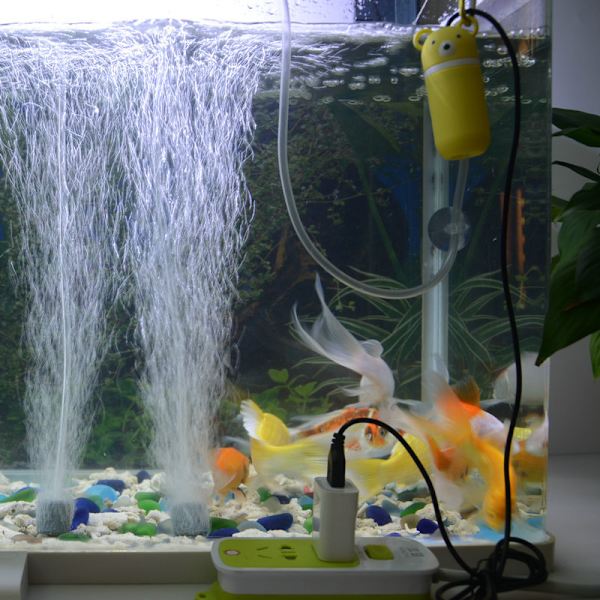 Söta Mute Oxygen Air Pumps Portable Mini USB Aquarium Fish Supplies Tillbehör för akvarium Yellow
