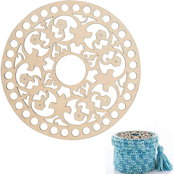 2 ST Träplattor för stickning Virkad vävd korgpåse Botten/ Cap Vävning Craft Shaper med hål för DIY 3