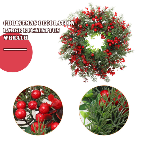 Jul Eucalyptus Krans Dekor Multipurpose Utsökt Hantverk för inomhusbruk 45cm