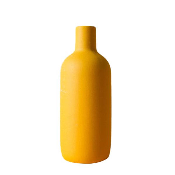 Nordisk keramikvas Morandi Färg Enkel konst Blomkruka dekoration med liten flaskhals för hemmatorkade växter Yellow S