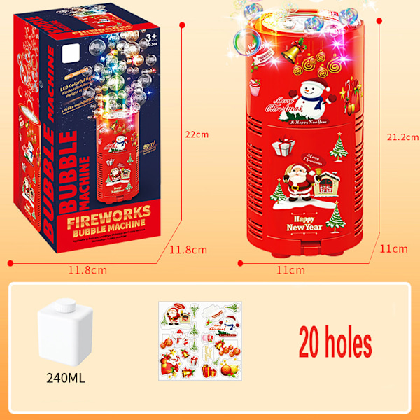 Flerhåls fyrverkeri bubbelmaskin 240 ml stor kapacitet Intressant bubbelblåsare till jul hexagon