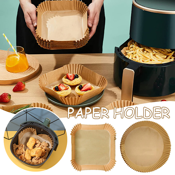 50/100 st Airfryer Set Airfryer Ugn Bakplåt Papper Kökstillbehör Round 100pcs