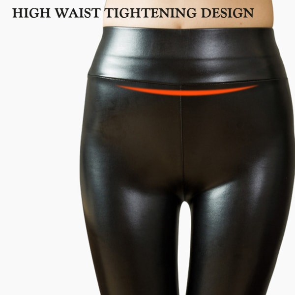Kvinnors PU-läderleggings Sexiga svarta byxor Elastiska Skinny Tights 2XL