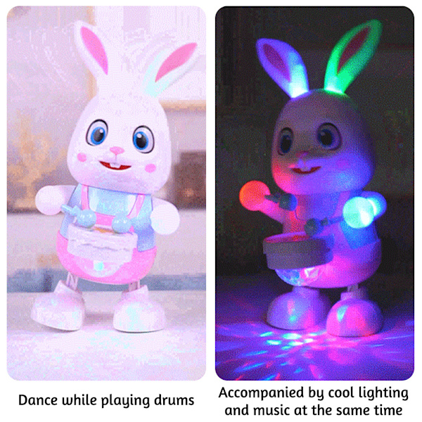 LED slår trummor Bunny Toys Ljudbar splittringsbeständig dans liten leksak för barn Drumming