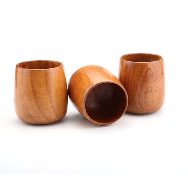 3st Handgjorda naturliga träkopp 8x6,5cm