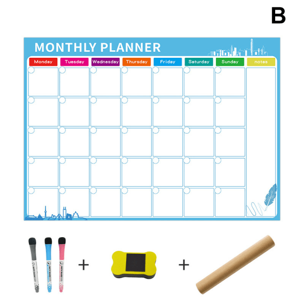 Raderbar kalender för kylskåp Magnetiska whiteboard-kalendrar Månads-/veckoplanerare Organizer Daglig anteckningsbok D