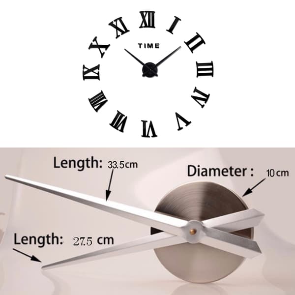 DIY överdimensionerad spegel väggklocka Snygg 3D-effekt väggklocka för vardagsrummet sovrum hemdekorationer Silver