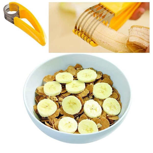 Rostfritt stål Banan-Cutter Multi-Purpose Mjuk frukt Cutter Kökstillbehör 2pcs
