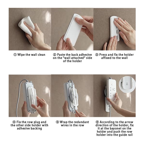 Väggmonterad Power Strip Hållare Punch Free Socket Wire Manager Heavy Duty Plug Storage Rack White