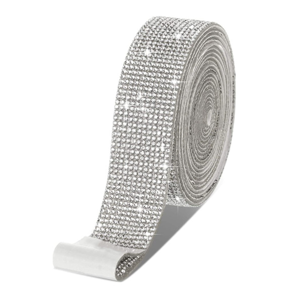 DIY Rhinestone självhäftande band Lätt att använda Kristaller Dekorationsremsor för hantverk White Diamond 12 Rows
