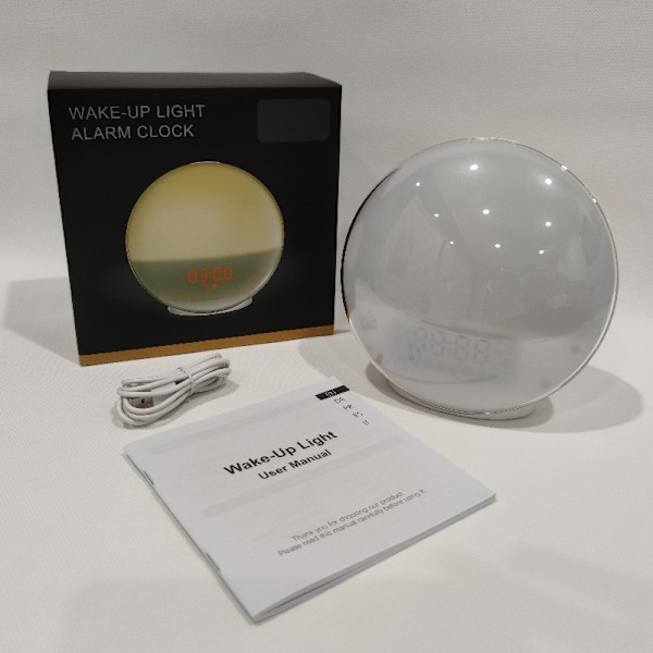Sunrise Väckarklockor Wake-Up Light Dimbar Färgglada Lampor Radio För Barn Sovrum Kontor White  EU Plug