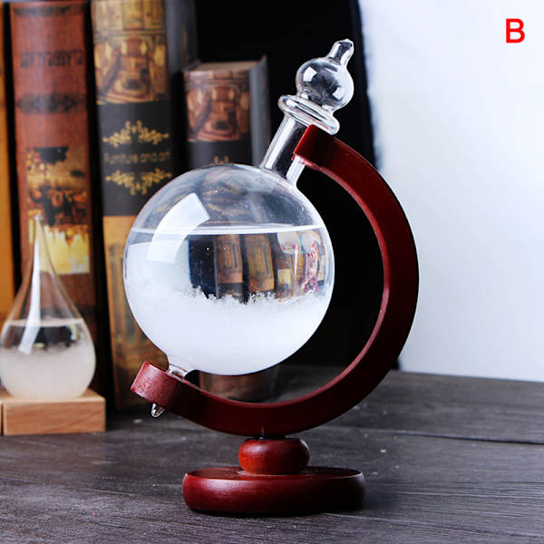 Globformad Storm Glasflaska Väderstation Desktop Väderprognos Transparent Glas Storm Ball Heminredning B